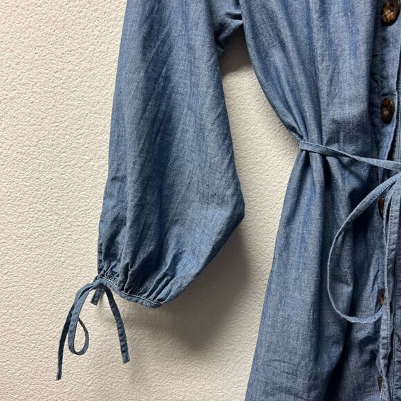 J. Crew Tie-sleeve Button-front Chambray Shirt Dress - Picture 6 of 11